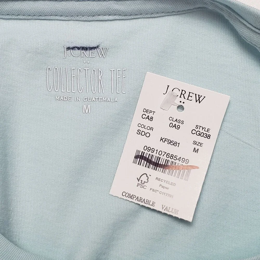 J.Crew Factory Sporty Dogs Graphic Tee Women Medium Light Blue SS Collectors Tee - Picture 2 of 16